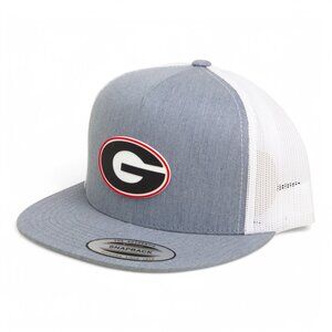 Georgia Bulldogs Power G 3D YP Snapback Flat Bill Trucker Hat- Heather Grey/ WHT
